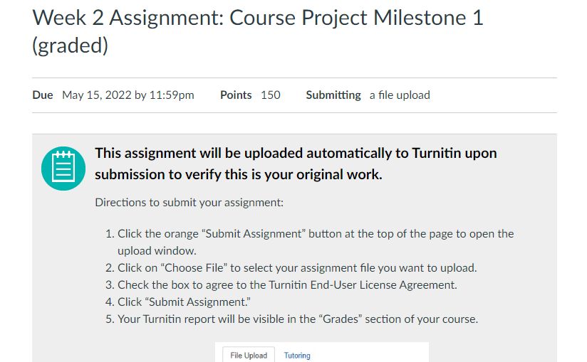 Solution NR361 Week 2 Assignment Course Project Milestone 1 Graded