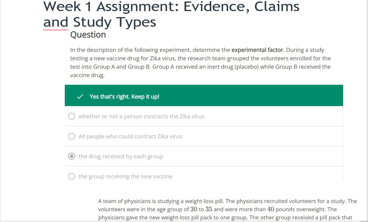 week 1 assignment evidence claims and study types quizlet