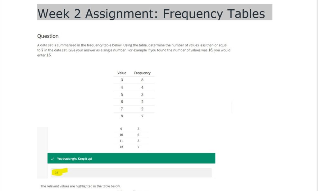 week 2 assignment frequency tables