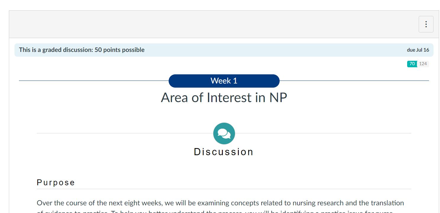 (Answered) NR505NP Week 1: Area of Interest in NP - Scol Tutorials